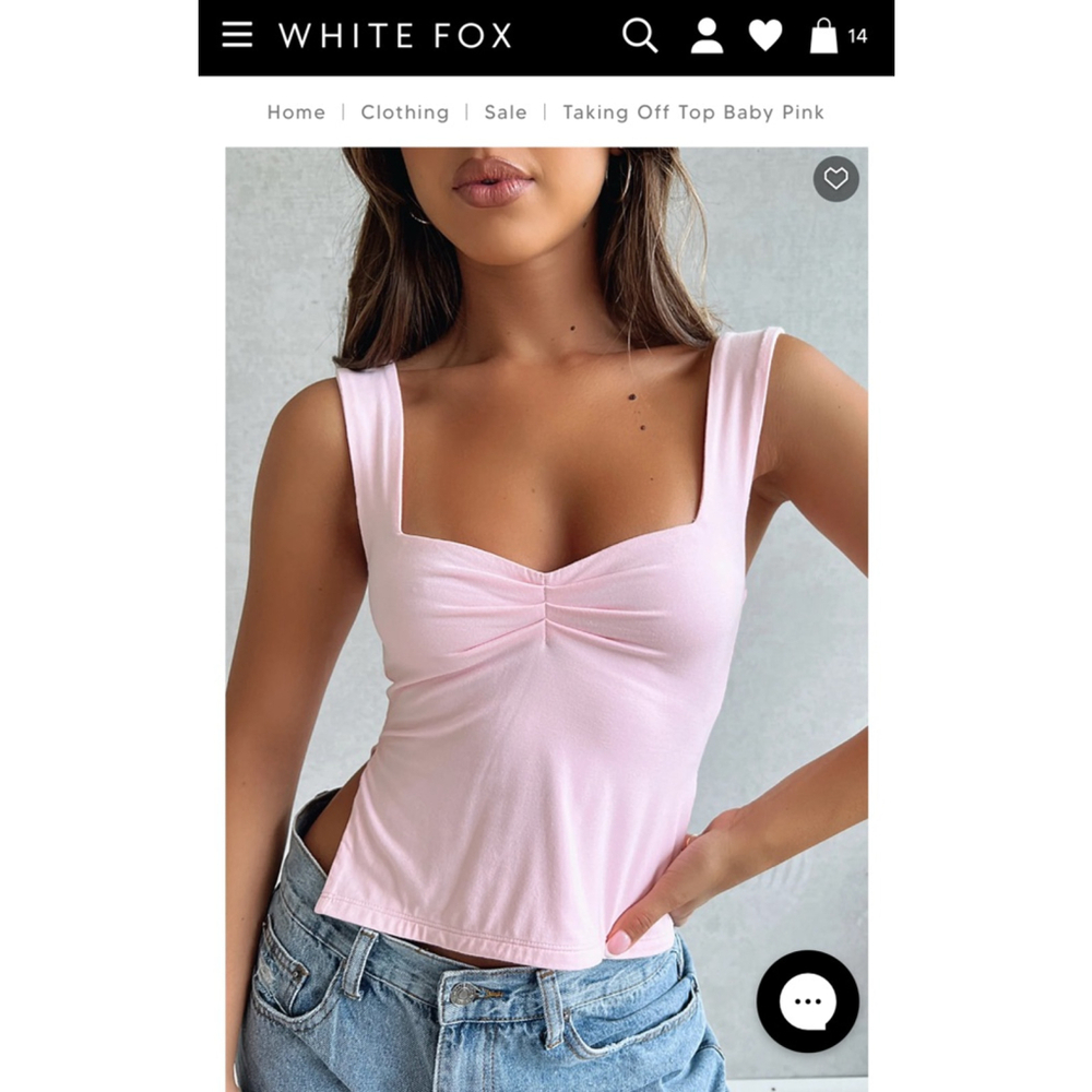 White Fox Taking Off Top‎ sweetheart Baby Pink Large